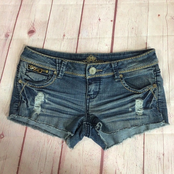 Almost Famous Pants - Almost Famous Distressed Blue Denim Jean Shorts - Size 3